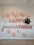 Happy Purrrthday Balloon Set Paw Print Balloon Lets Purrty Cat Birthday Balloon Rose Gold Cursive Meow Balloon Pawty Lets Purrrty Purrty