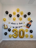 Cheers and Beers to 30 Years Party Decorations 30th Birthday Decor INCLUDES ALL decorations shown Birthday Balloons Beer and Whiskey Balloon