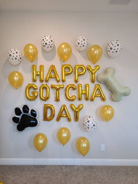 Happy Gotcha Day Balloon Decoration Set Pet Adoption Balloons Dog Birthday Balloons Pet Adoption Party Pet Bone Balloon Paw Print Balloon