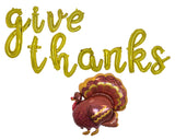 Cursive Give Thanks Balloon Banner and Turkey Friends Giving Balloons Turkey Balloon Thanksgiving Balloons Fall decorations Gold Give Thanks