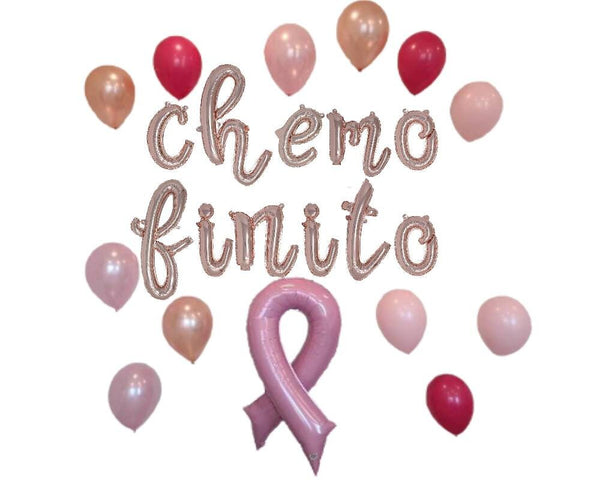 Chemo Finito Balloon Banner Breast Cancer Awareness Pink Ribbon Balloon Includes all pictured Decor