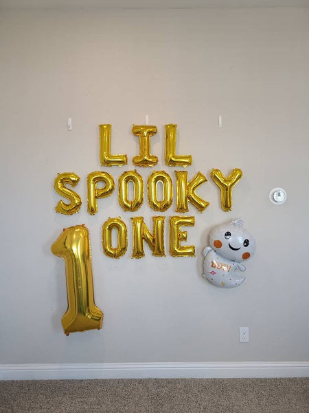 Lil Spooky One Balloon Banner Jumbo One Balloon First Birthday Jumbo Gold 1 Halloween First Birthday Theme One Balloon 1st Birthday Decor