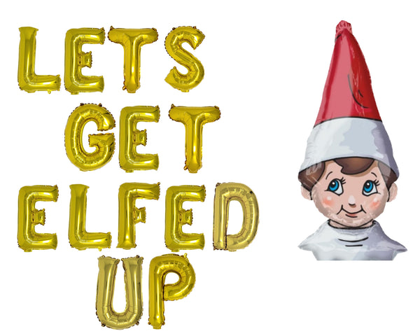 Elf on the Shelf Balloon Christmas Party Christmas Decoration Kit Funny Christmas Balloons Balloon Lets Get Elfed Up Balloon Banner