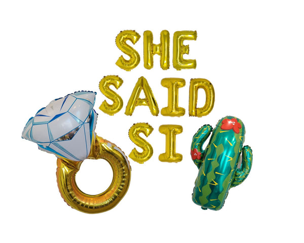 She Said Si Bachelorette Party Decorations Fiesta Bachelorette Party Balloons Engagement Ring Balloon Bachelorette Party Cactus Balloon